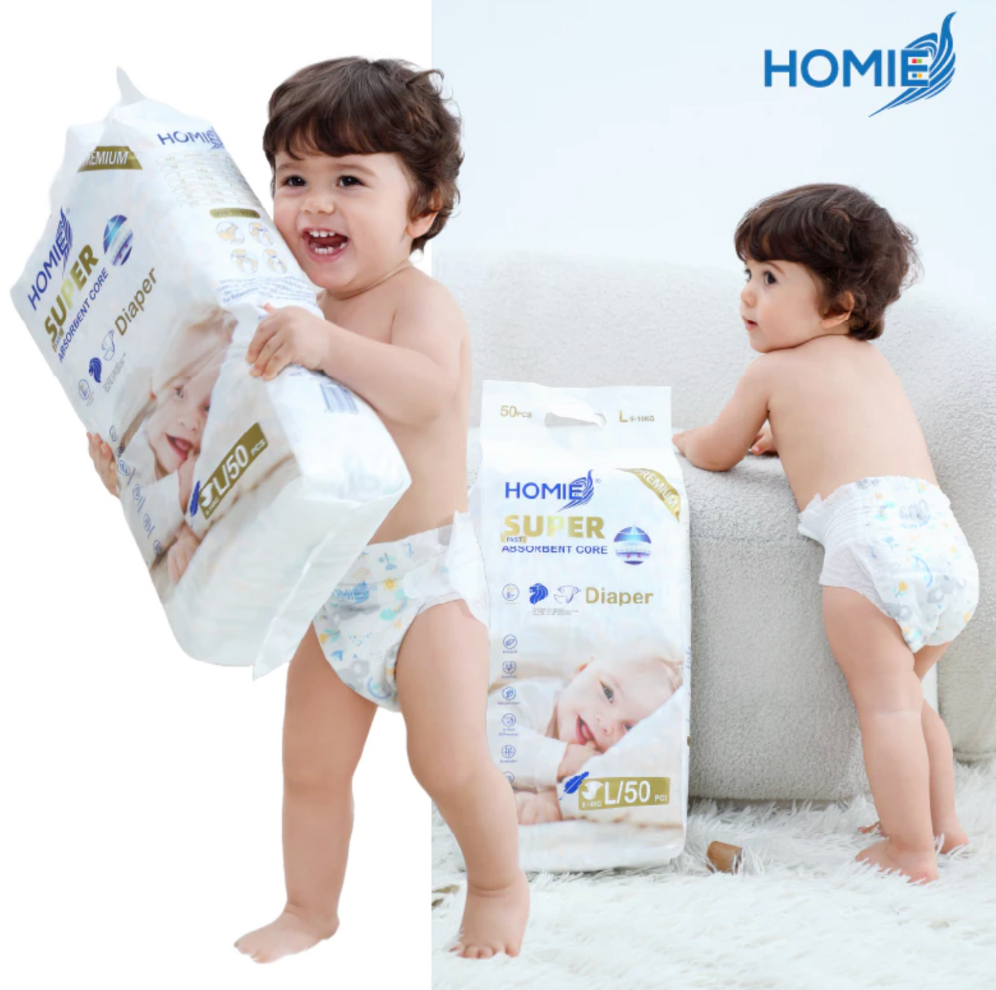 HOMIE PREMIUM Super Absorbent Core Baby DIAPER/PANT-Upgraded Version/12H Protection/Soft&Breathable