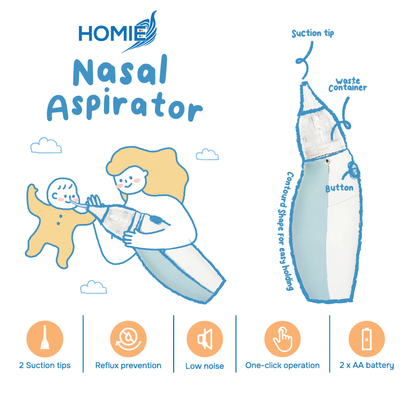 HOMIE Electric Nasal Aspirator】Baby Safety Nose Suction Cleaner with Battery