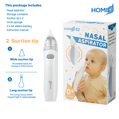 HOMIE Electric Nasal Aspirator】Baby Safety Nose Suction Cleaner with Battery