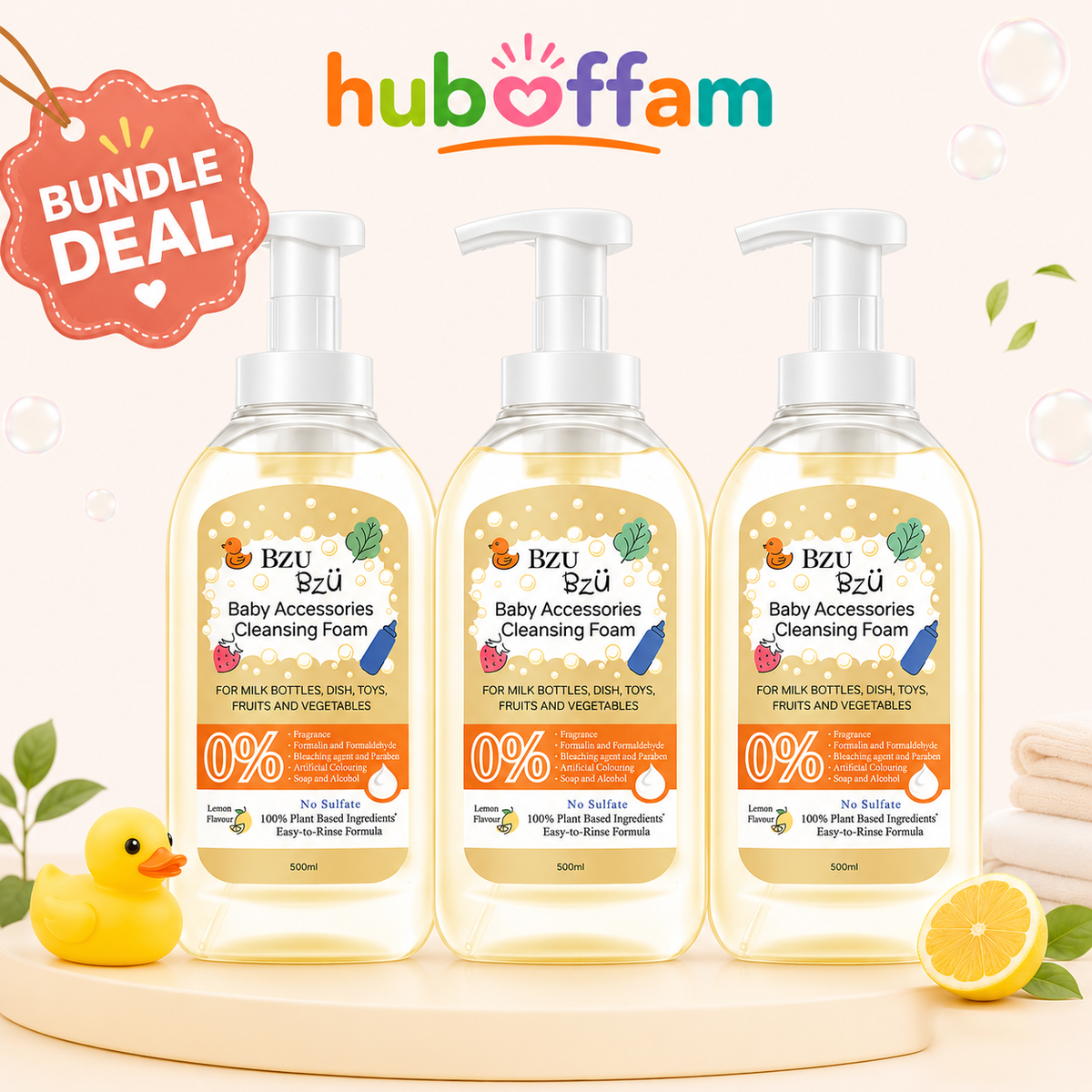 BZU BZU Lemon Liquid Cleanser for Baby Bottles, Toys, Fruits and Vegetables - Bundle Deall