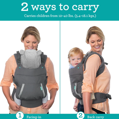 Infantino F300192 Cuddle Up Ergonomic Hoodie Carrier Suitable For Baby Weight 5.4 To 18kg