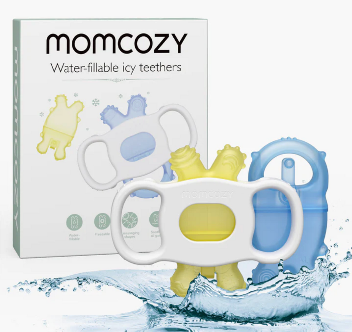 Momcozy Icy Water Fillable Teether (2 pcs) Food Grade Silicone Teething Relief