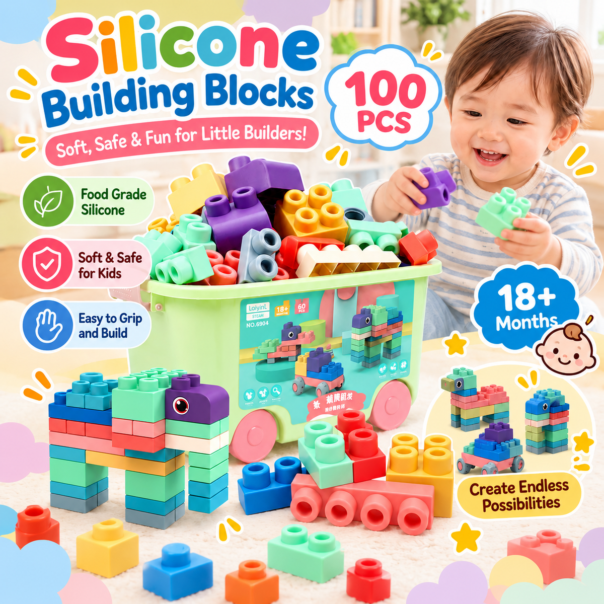 Lego Building Blocks BPA Free (100) pcs