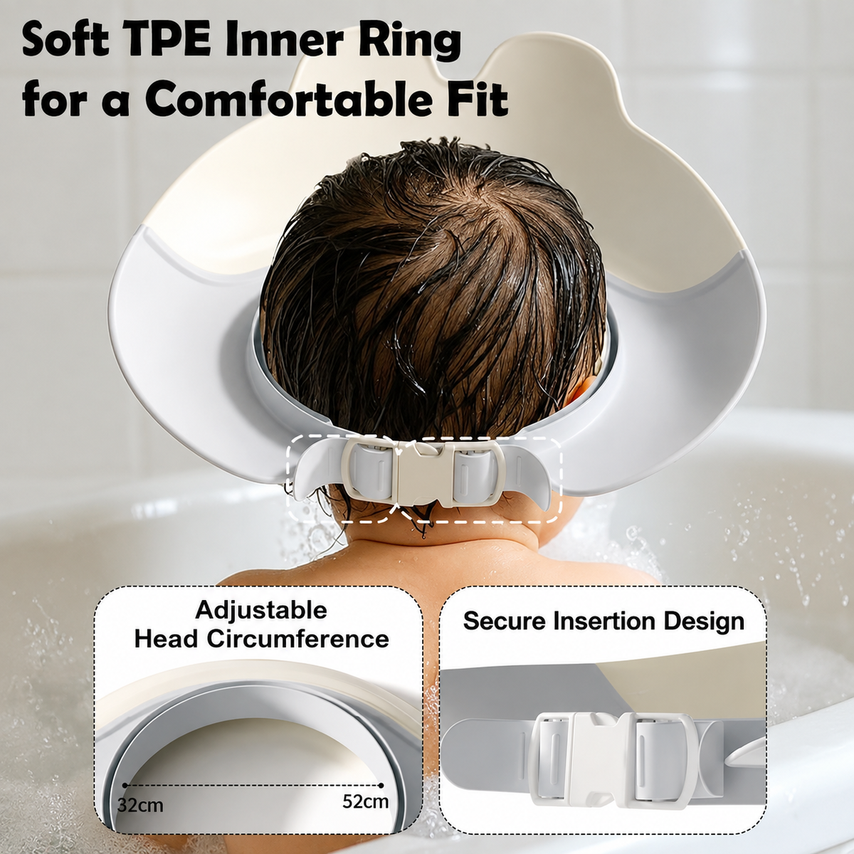 Baby Shower Cap Soft and Adjustable (Waterproof Bath Cover Ear Protection)