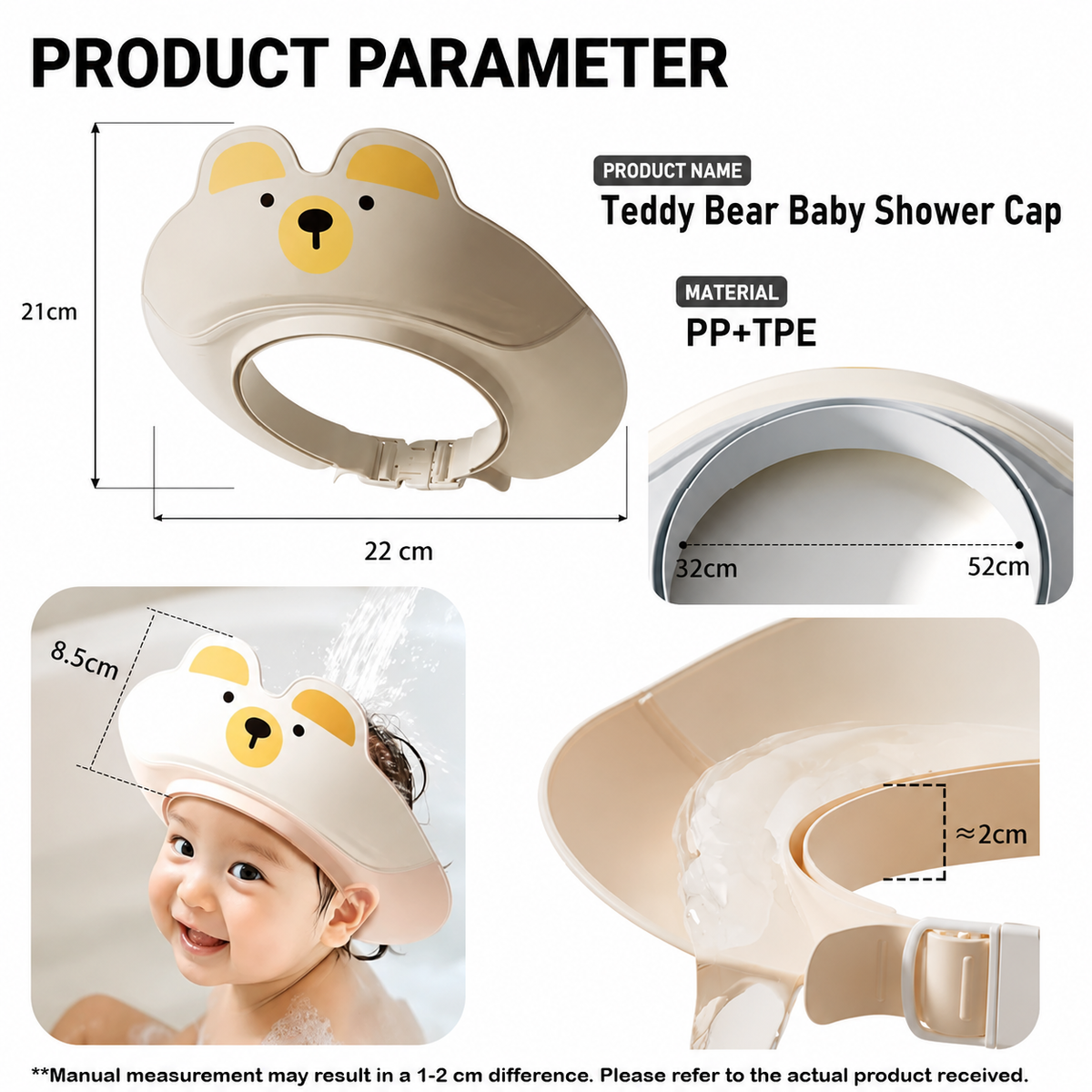 Baby Shower Cap Soft and Adjustable (Waterproof Bath Cover Ear Protection)